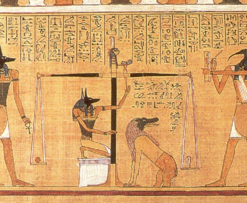 Weighing of the heart from the Egyptian Book of the Dead