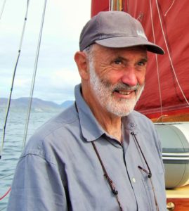 Mick Delap on board his sailing boat